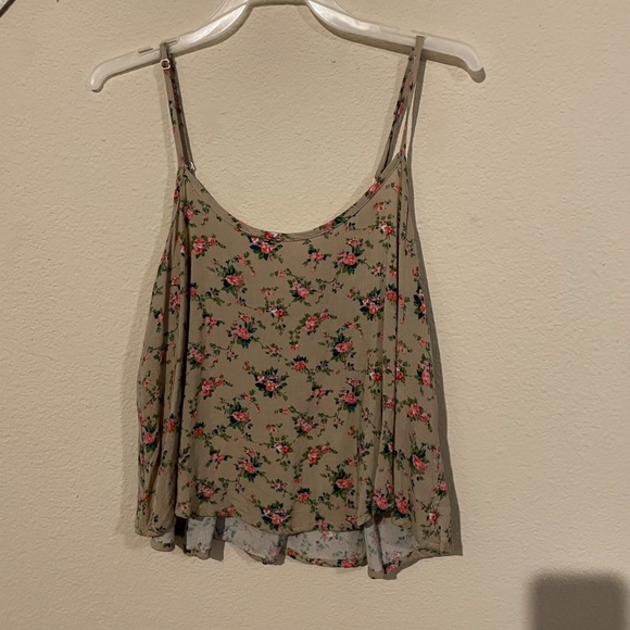 flower crop top tank top criss cross string back - Picture 1 of 5